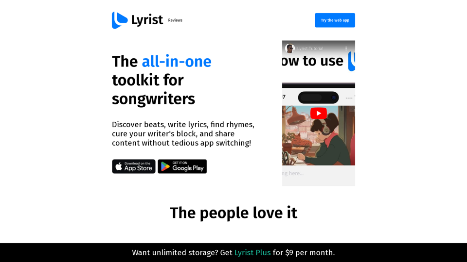 Lyrist - The all-in-one toolkit for songwriters