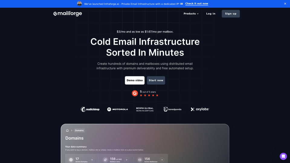 Mailforge | Cold Email Infrastructure Sorted In Minutes