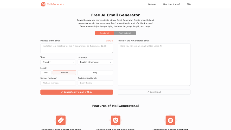 AI Email Generator - MailGenerator.ai