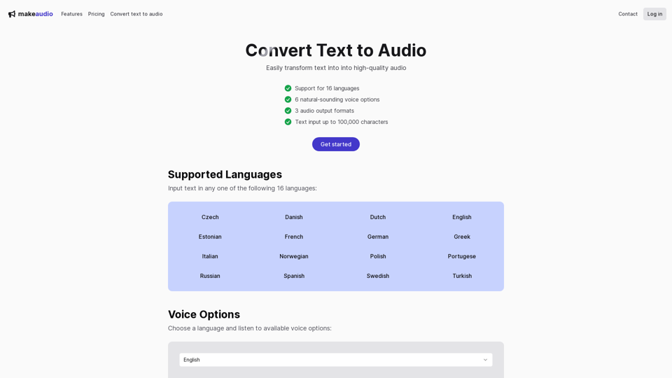 makeaudio.app - AI-powered Text to Audio Converter