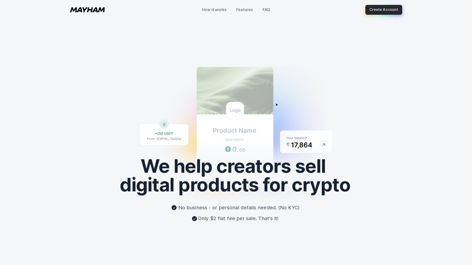 MAYHAM - Revolutionize Your Digital Sales with Payment-Crypto