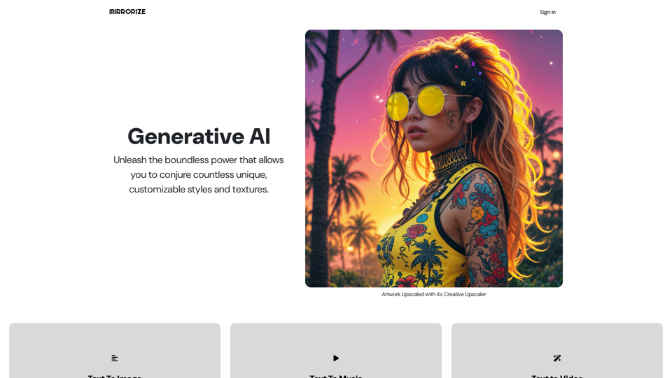 Mirrorize.ai - AI-Powered Image Generation & Creativity Solutions