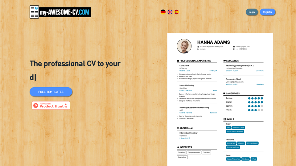 Write your resume online - CV templates for free 📄