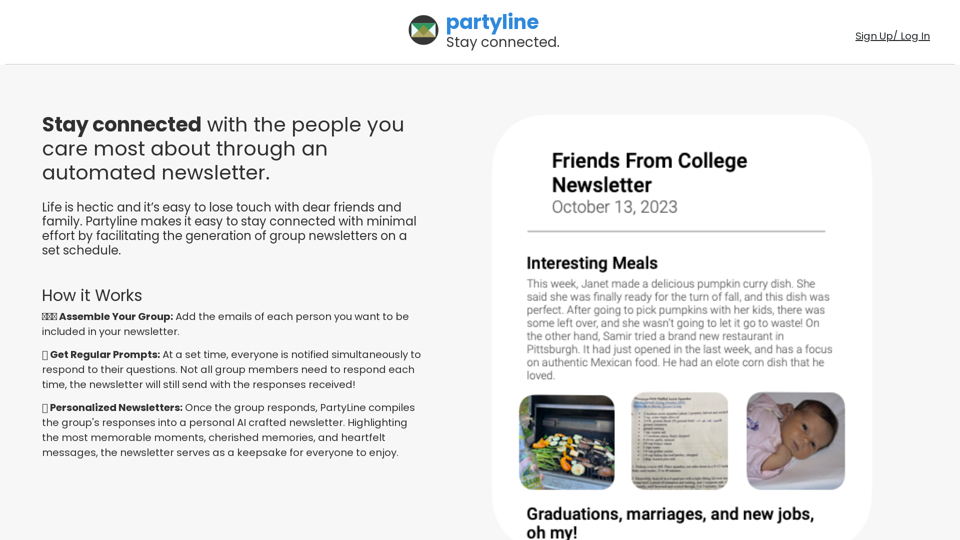 PartyLine | Generate Crafted Newsletters for Groups