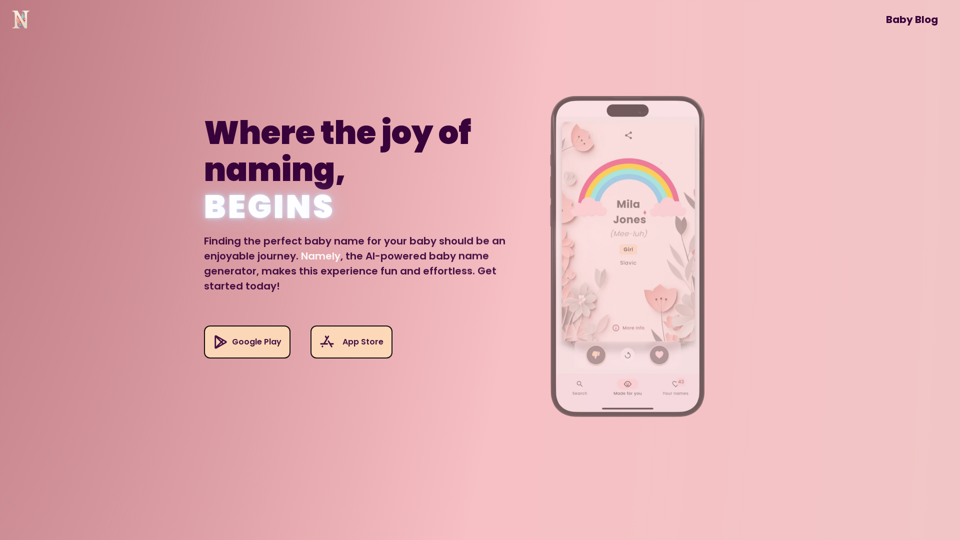 Namely - AI Baby Name Generator for Expecting Parents