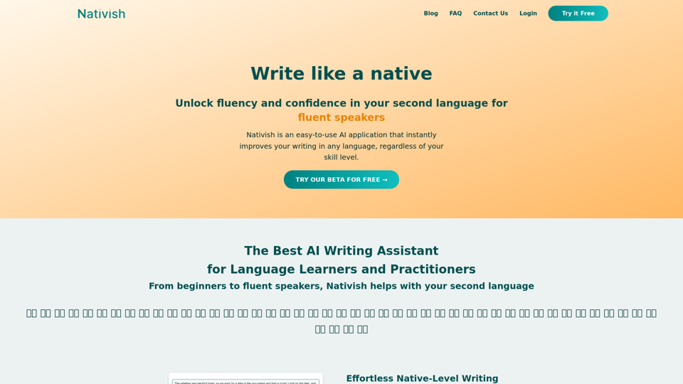 Nativish | Instant Native-Level Writing in Any Language