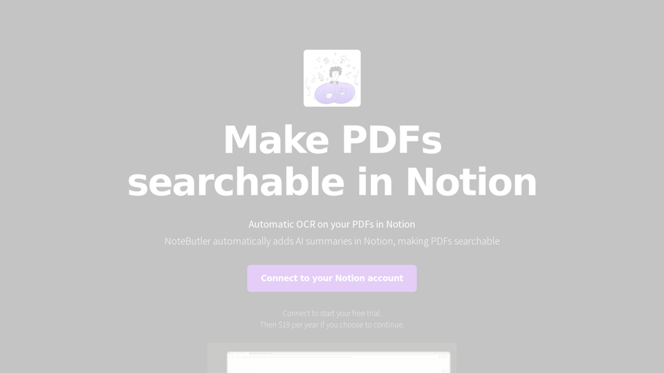 NoteButler - searchable PDFs in Notion