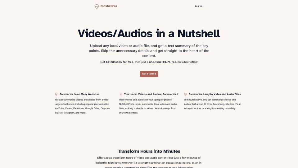 NutshellPro: Summarize Any Video and Audio File