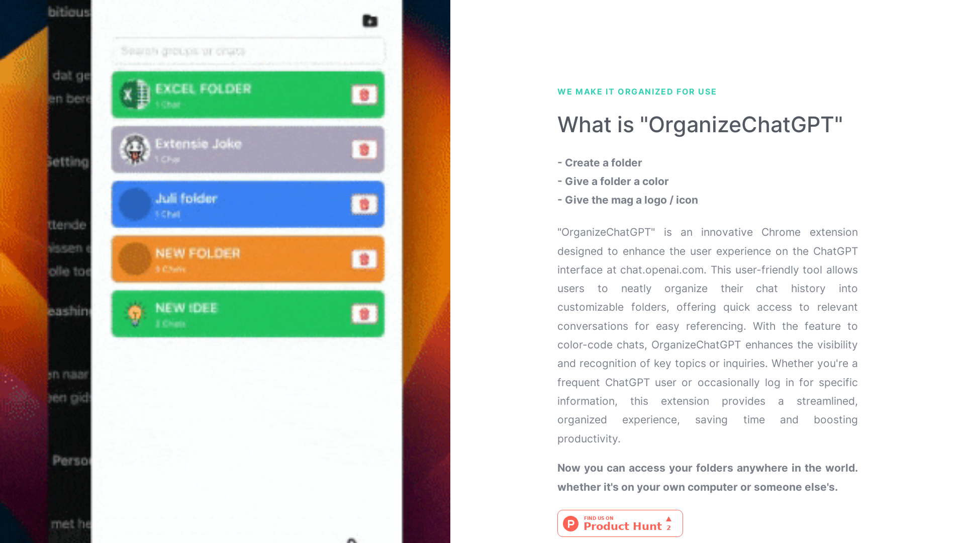 OrganizeChatgpt screenshot