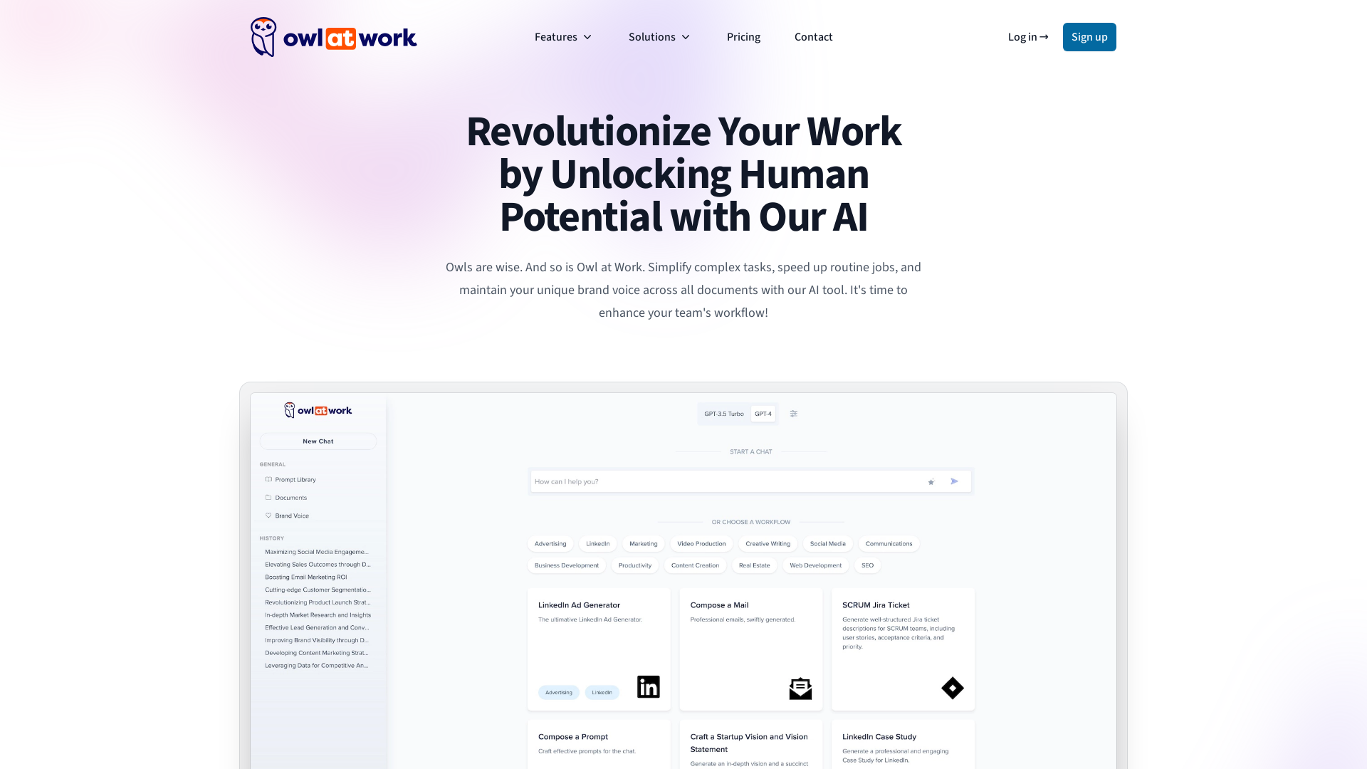 Revolutionize Your Work with Owl at Work's AI