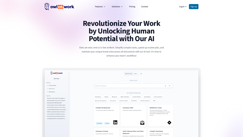 Revolutionize Your Work with Owl at Work's AI