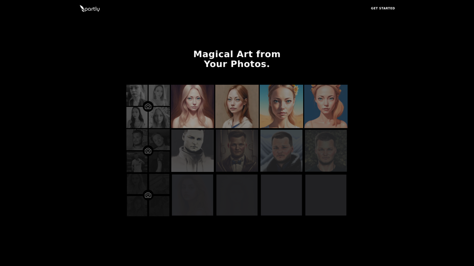 Unique AI art from your photos · Partly screenshot