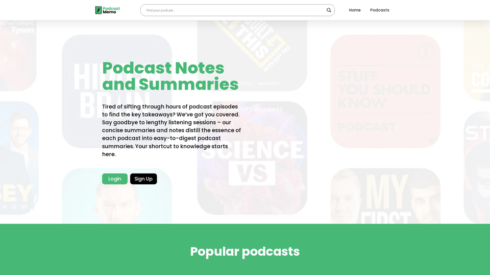 PodcastMemo: Best Podcast Summaries & Notes