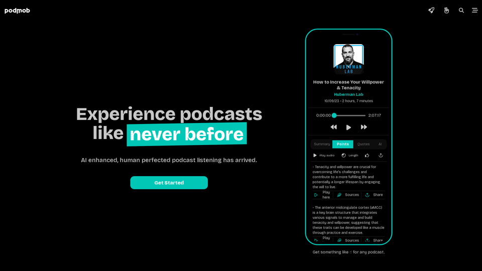 Podmob | Insights From Any Podcast in Seconds