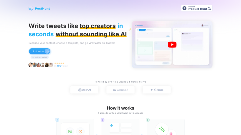 PostHunt - Write tweets like top creators in seconds without sounding like AI