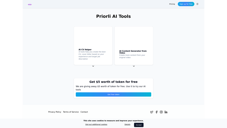 Priorli AI Tools for CV - Resume - Cover letter and Video creation