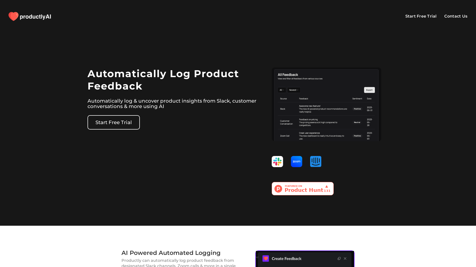 Automatically Log Product Feedback screenshot