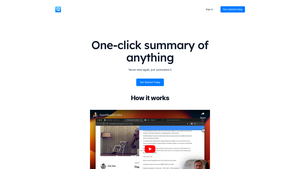 QuickReadAI - One-click summary of anything