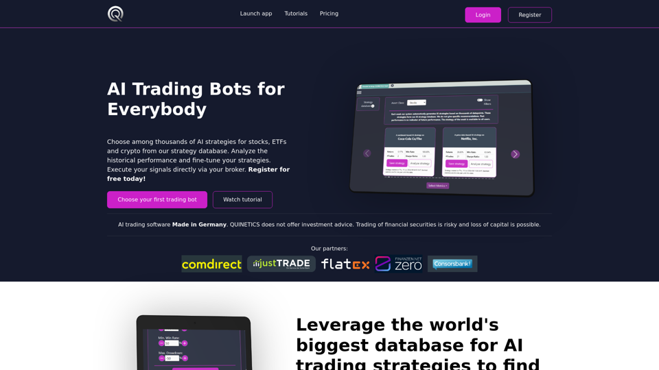 QUINETICS - AI Trading Bots for Everybody