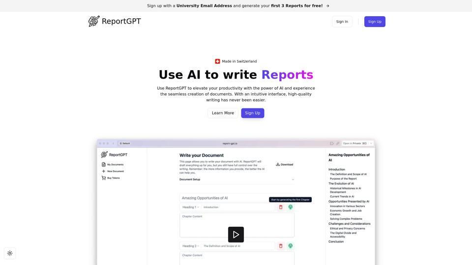 ReportGPT - Use AI to write Anything