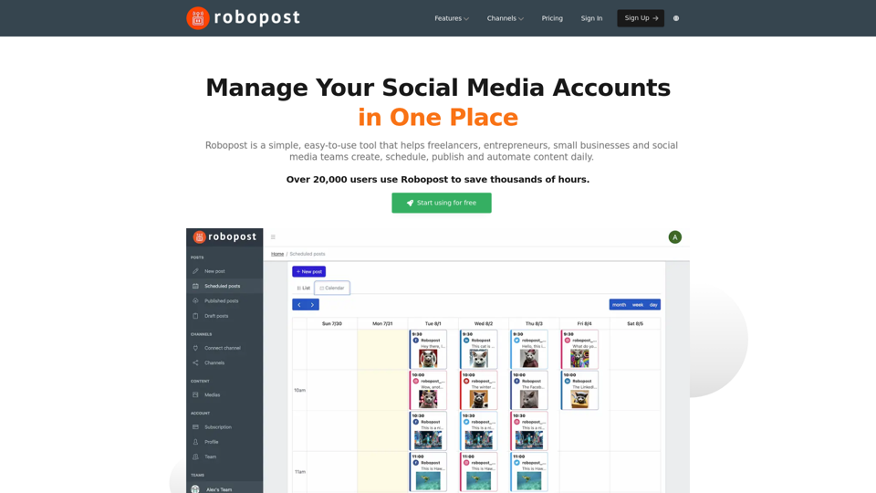 Robopost - Social Media Scheduling and Automation