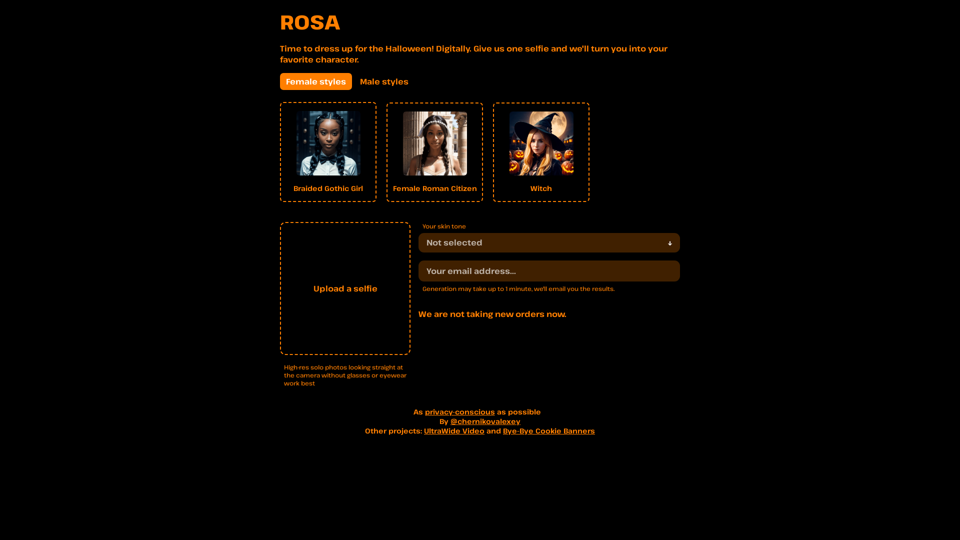 AI Halloween profile pic generator | ROSA