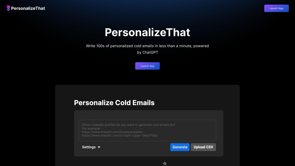 PersonalizeThat - AI-Powered Personalized Cold Emails