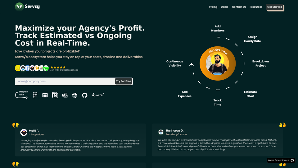 Servcy - Project Tracking Ecosystem for Freelance Agencies