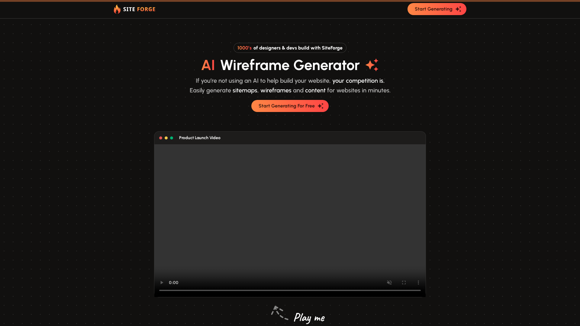 AI Wireframe Generator » SiteForge screenshot