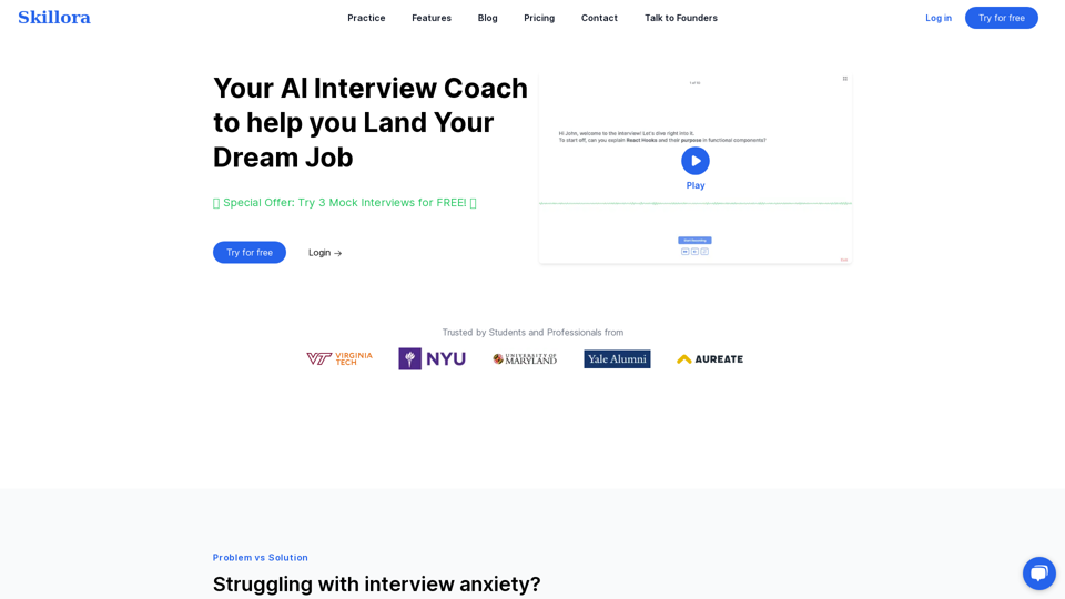 Skillora: Best AI Interviewer Tool - AI Mock Interview Bot