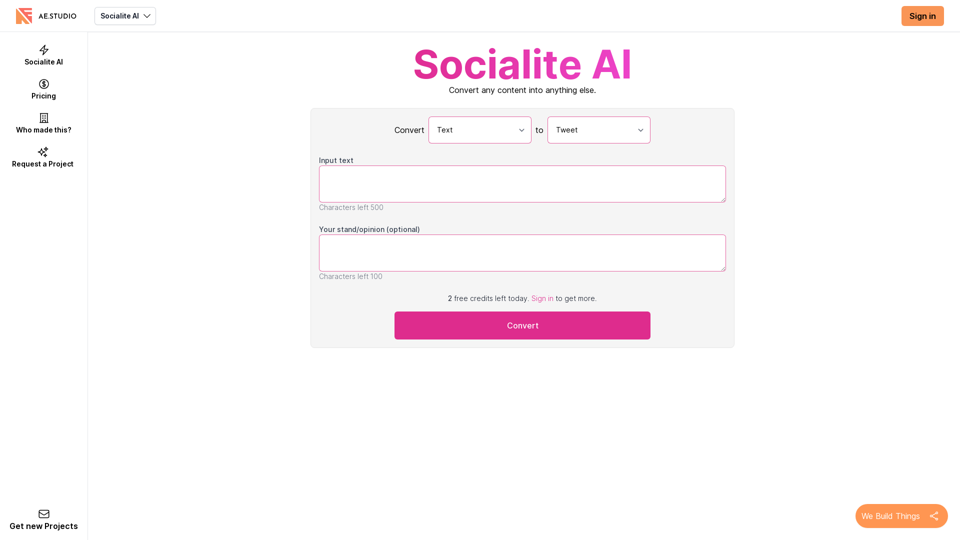 Socialite AI - Convert anything into anything else