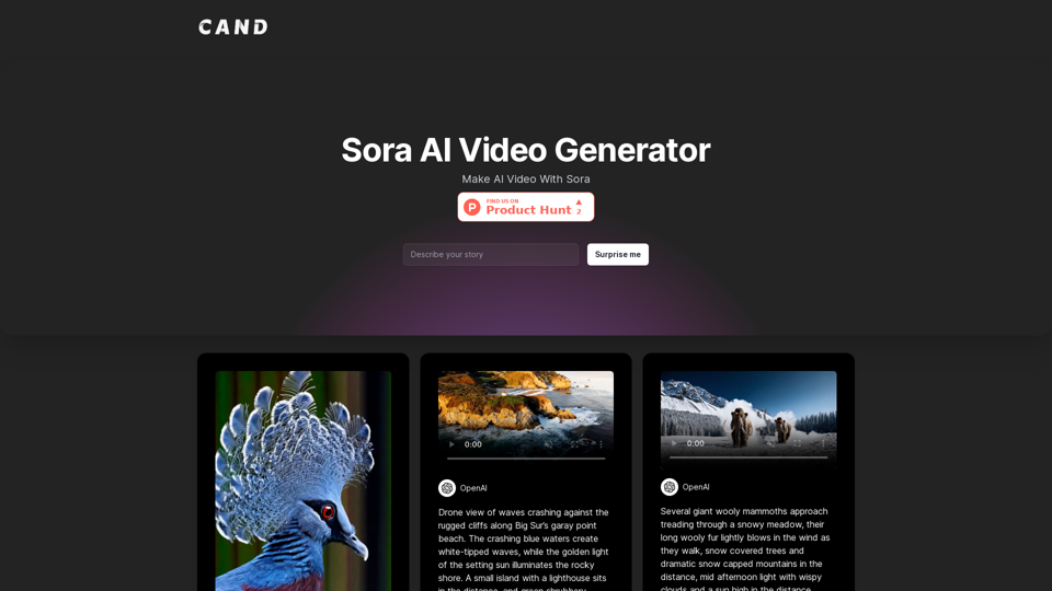 Sora AI Video Generator | Sora Cand