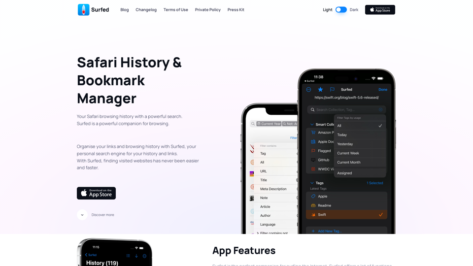 Surfed - History & Bookmark Manager