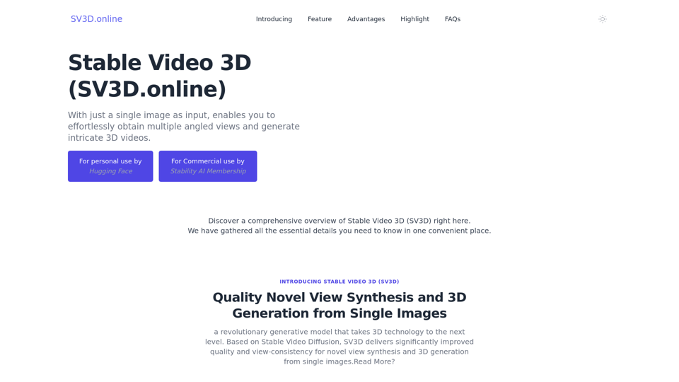 SV3D Online | Stable Video 3D Online | SV3D.online