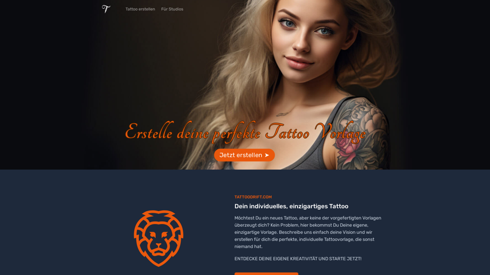 Tattoodrift – Deine Plattform für einzigartige, kunstvolle generierte Tattoos