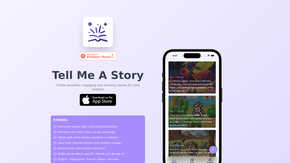 Tell me a Story - AI stories for children