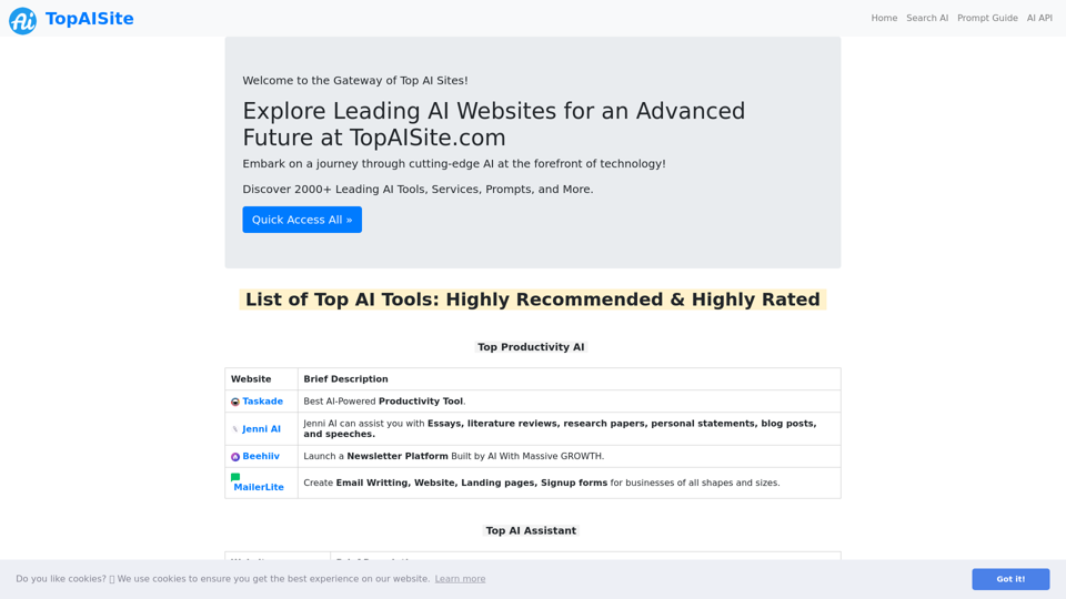 TopAISite: Top AI Tools Website Discover