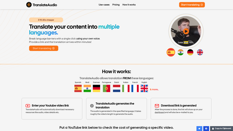 TranslateAudio: Translate your voice into multiple languages!