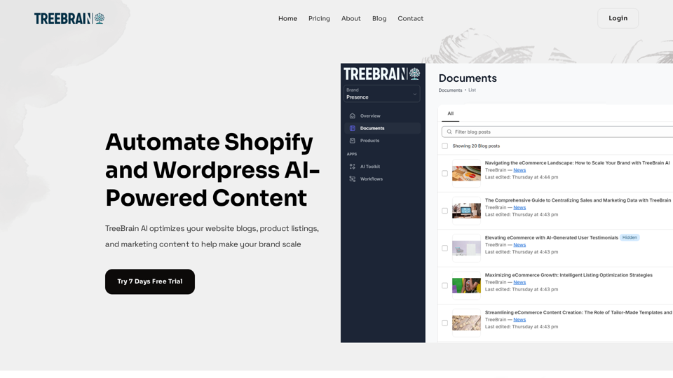 AI SEO Marketing for Shopify and Wordpress | TreeBrainAI