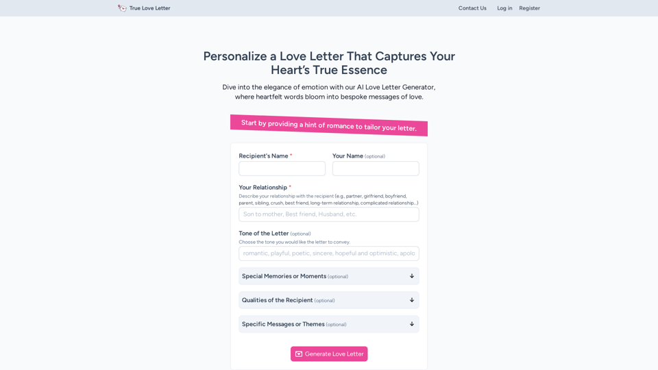 True Love Letter | AI Love Letter Generator