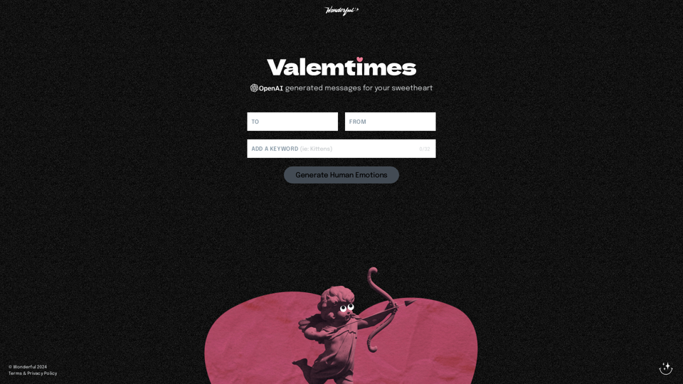 Valentine Generator powered by OpenAI screenshot