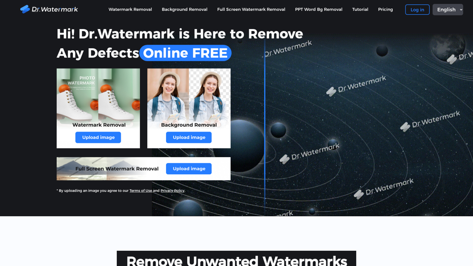 Online Free Watermark Remover Background Remover - Dr.Watermark - Remove Any Defects from Your Image