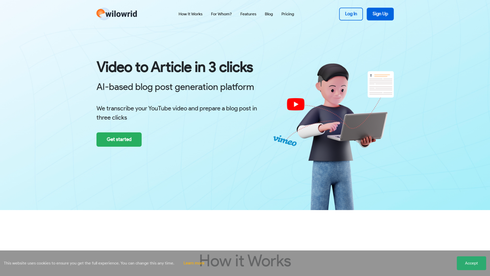 Wilowrid | Video to article in 3 clicks