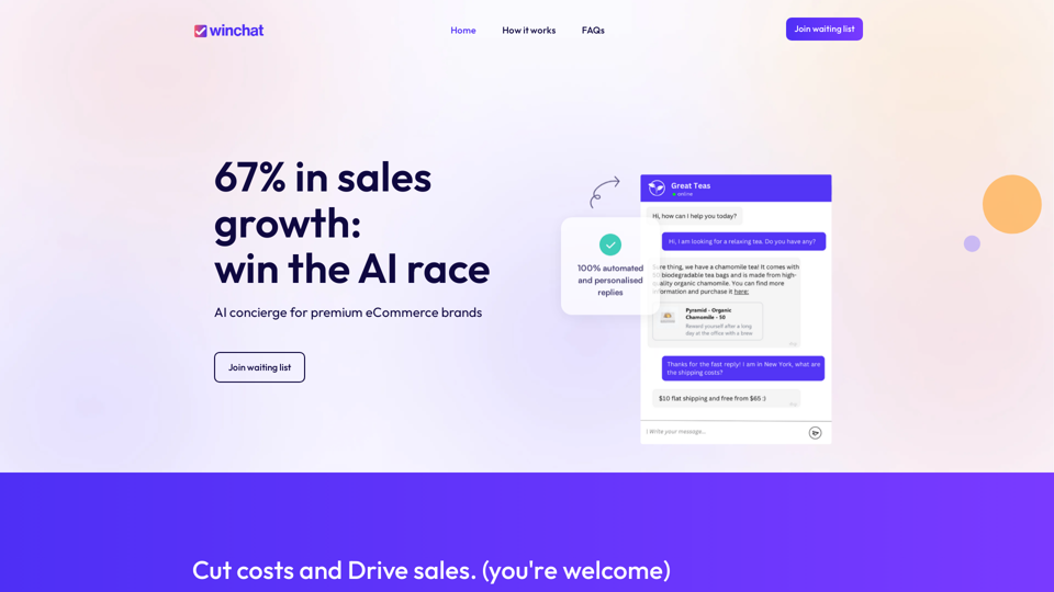 Winchat - leading AI chatbot for ecommerce businesses