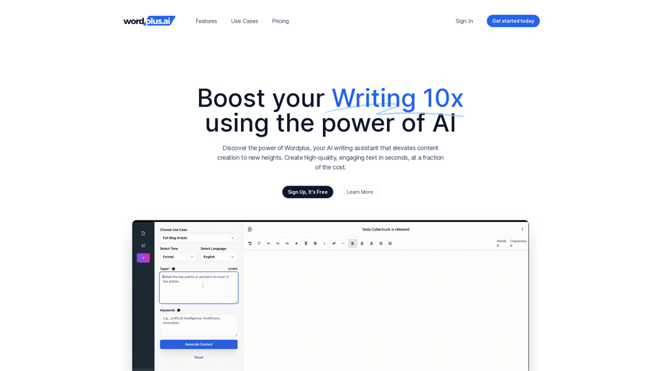 Wordplus.ai | AI Text Generator | AI Copywriter Tool