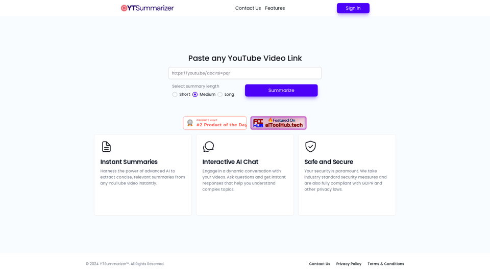 Youtube Video Summarizer - Summarize Youtube video and chat using AI in seconds