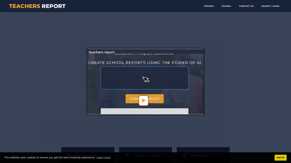 Teachers Report Writer. Write AI reports for your school students screenshot
