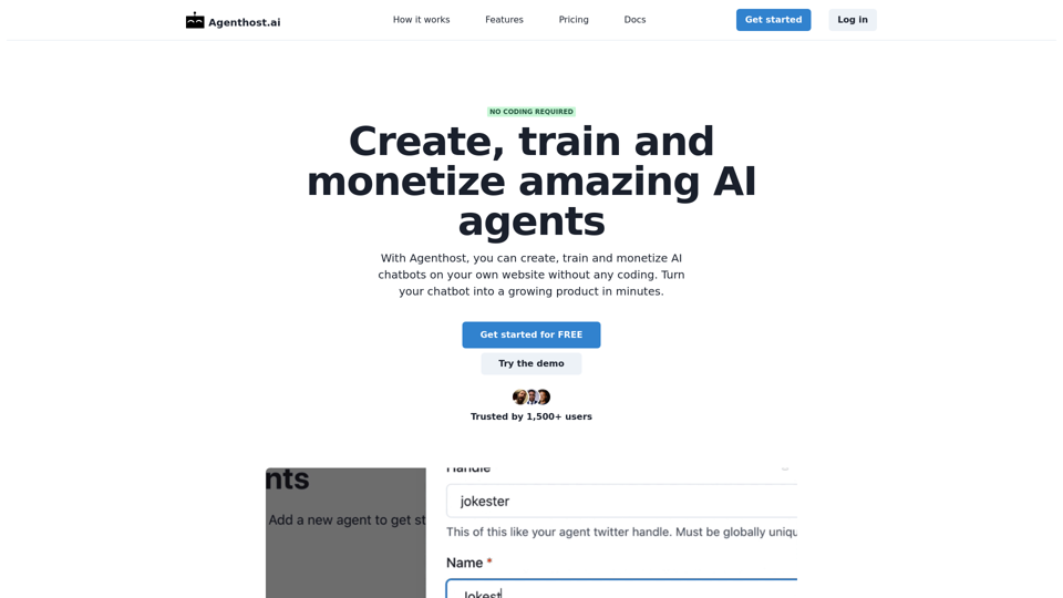 Agenthost.ai - Create, train and monetize amazing AI agents