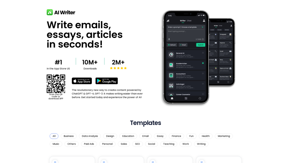 AI Writer - Write Emails, Essays and Articles in Seconds
