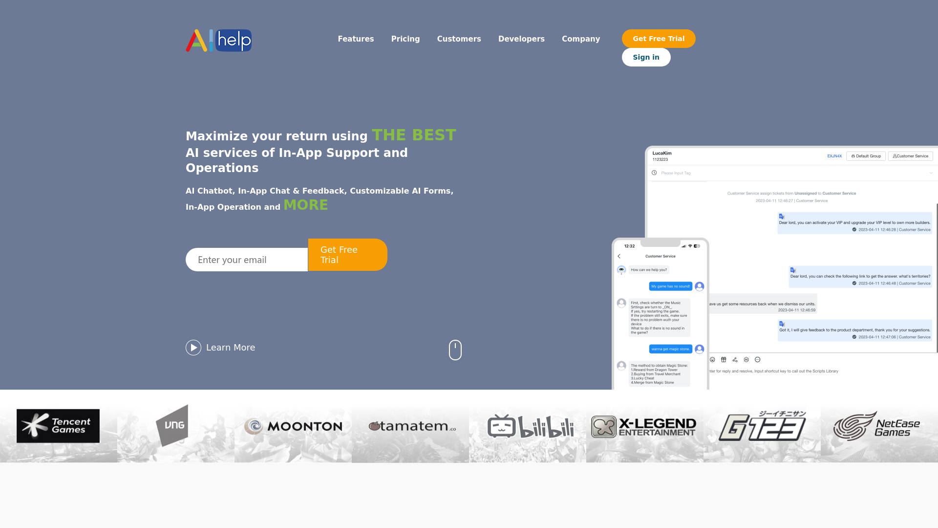 Customer Service Support and In App Ticketing System
